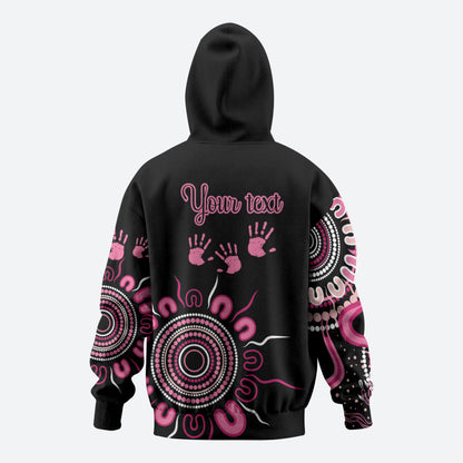 Personalised Aboriginal Pink Ribbons Hoodie Think Pink Butterfly Art Wall Clock Breast Cancer Support