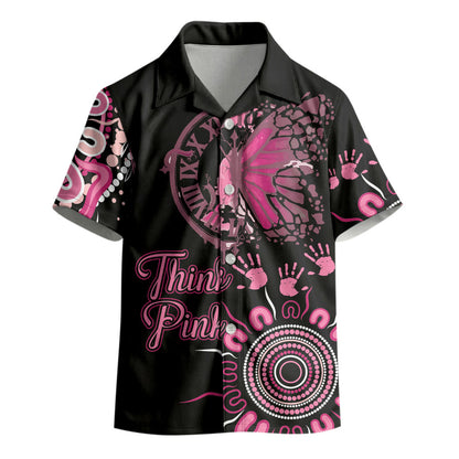 Personalised Aboriginal Pink Ribbons Kid Hawaiian Shirt Think Pink Butterfly Art Wall Clock Breast Cancer Support