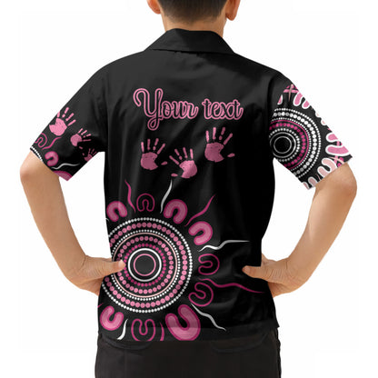 Personalised Aboriginal Pink Ribbons Kid Hawaiian Shirt Think Pink Butterfly Art Wall Clock Breast Cancer Support