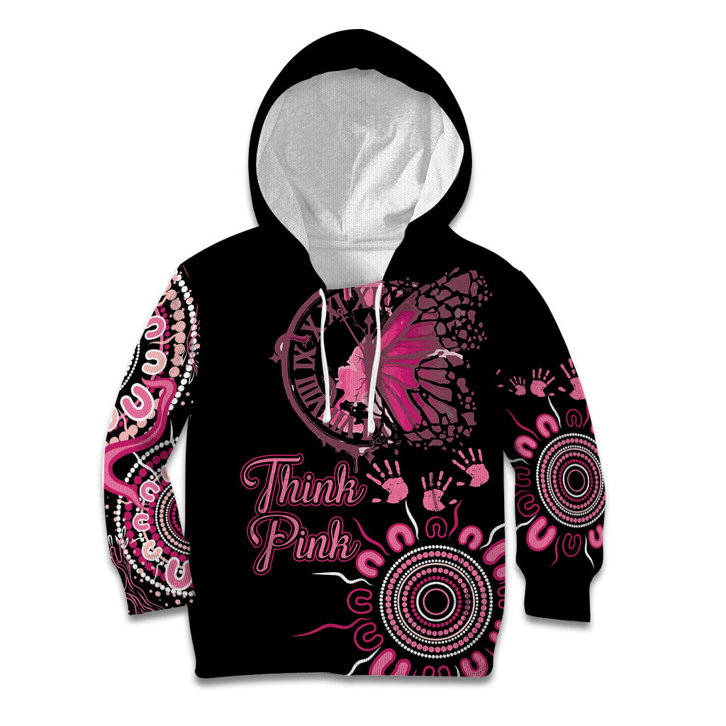 Personalised Aboriginal Pink Ribbons Kid Hoodie Think Pink Butterfly Art Wall Clock Breast Cancer Support