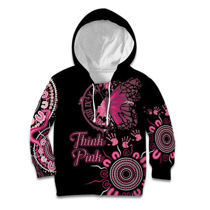 Personalised Aboriginal Pink Ribbons Kid Hoodie Think Pink Butterfly Art Wall Clock Breast Cancer Support