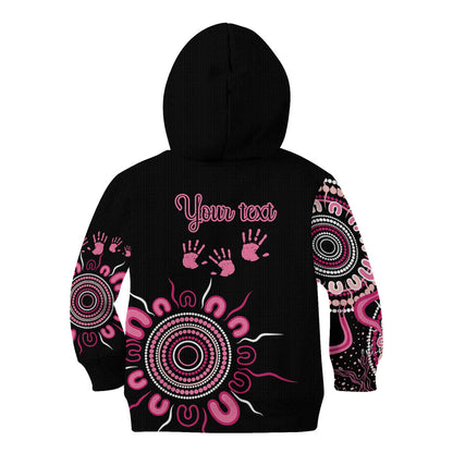 Personalised Aboriginal Pink Ribbons Kid Hoodie Think Pink Butterfly Art Wall Clock Breast Cancer Support