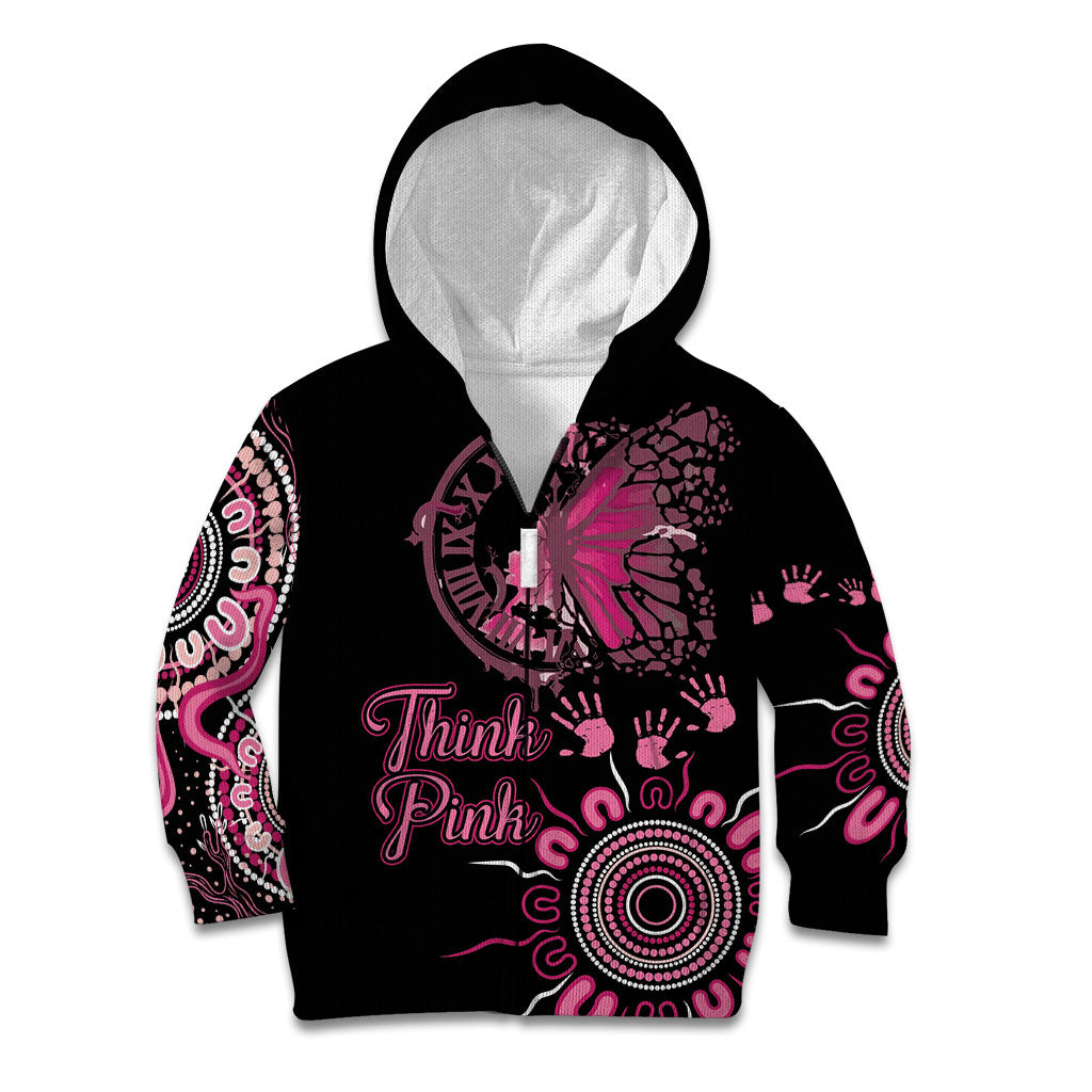 Personalised Aboriginal Pink Ribbons Kid Hoodie Think Pink Butterfly Art Wall Clock Breast Cancer Support