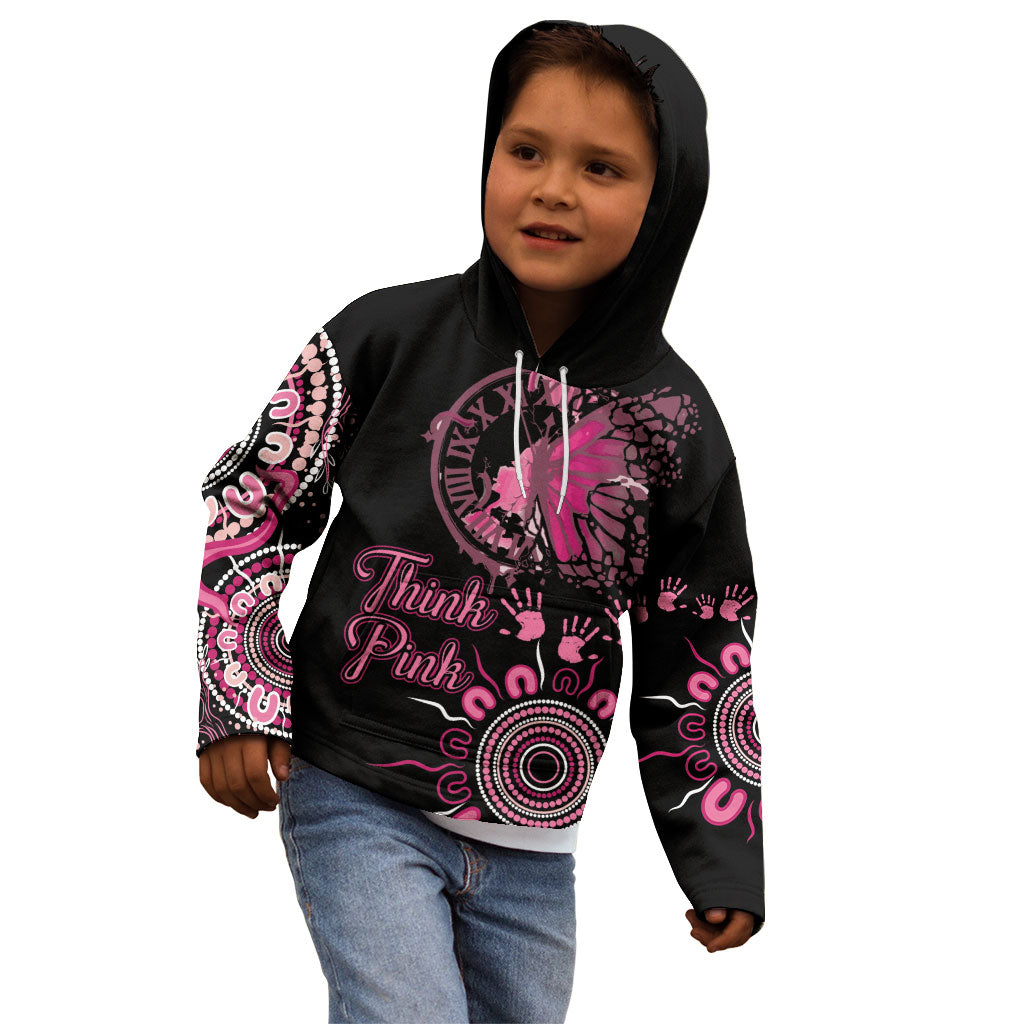 Personalised Aboriginal Pink Ribbons Kid Hoodie Think Pink Butterfly Art Wall Clock Breast Cancer Support