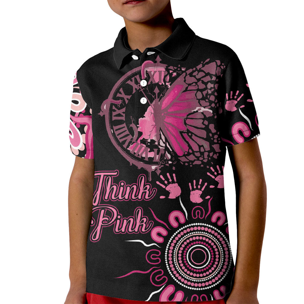 Personalised Aboriginal Pink Ribbons Kid Polo Shirt Think Pink Butterfly Art Wall Clock Breast Cancer Support