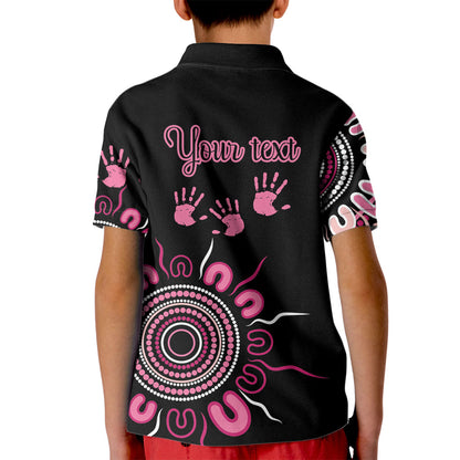 Personalised Aboriginal Pink Ribbons Kid Polo Shirt Think Pink Butterfly Art Wall Clock Breast Cancer Support