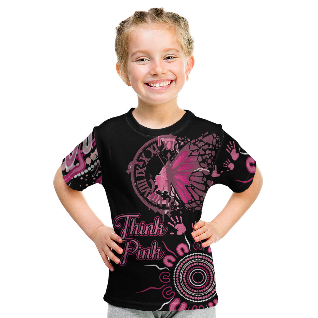 Personalised Aboriginal Pink Ribbons Kid T Shirt Think Pink Butterfly Art Wall Clock Breast Cancer Support