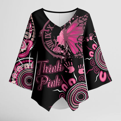 Personalised Aboriginal Pink Ribbons Kimono Sleeve Blouse Think Pink Butterfly Art Wall Clock Breast Cancer Support