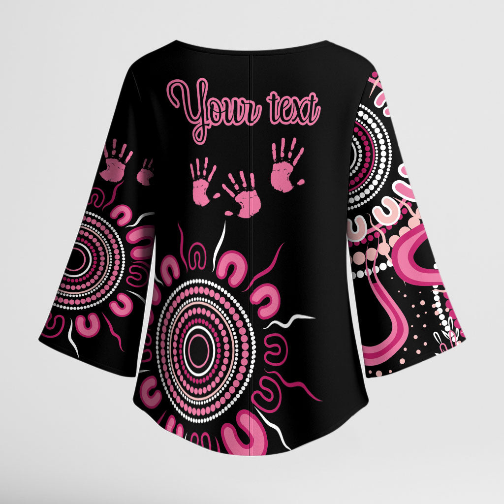 Personalised Aboriginal Pink Ribbons Kimono Sleeve Blouse Think Pink Butterfly Art Wall Clock Breast Cancer Support