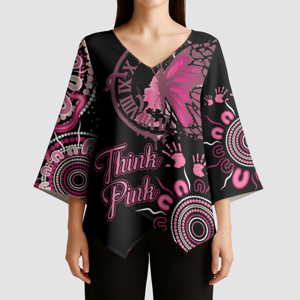 Personalised Aboriginal Pink Ribbons Kimono Sleeve Blouse Think Pink Butterfly Art Wall Clock Breast Cancer Support