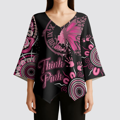 Personalised Aboriginal Pink Ribbons Kimono Sleeve Blouse Think Pink Butterfly Art Wall Clock Breast Cancer Support