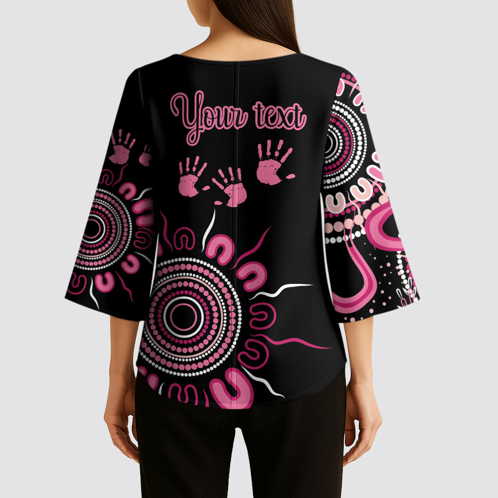 Personalised Aboriginal Pink Ribbons Kimono Sleeve Blouse Think Pink Butterfly Art Wall Clock Breast Cancer Support