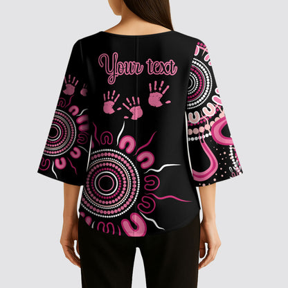 Personalised Aboriginal Pink Ribbons Kimono Sleeve Blouse Think Pink Butterfly Art Wall Clock Breast Cancer Support