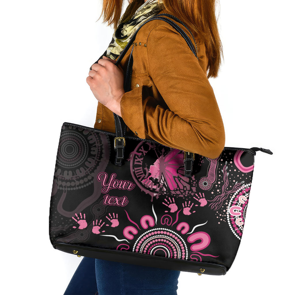 Personalised Aboriginal Pink Ribbons Leather Tote Bag Think Pink Butterfly Art Wall Clock Breast Cancer Support