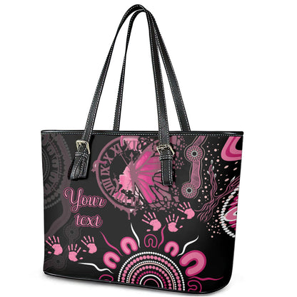 Personalised Aboriginal Pink Ribbons Leather Tote Bag Think Pink Butterfly Art Wall Clock Breast Cancer Support