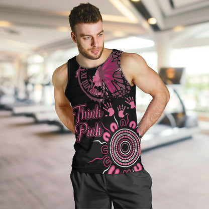 Personalised Aboriginal Pink Ribbons Men Tank Top Think Pink Butterfly Art Wall Clock Breast Cancer Support