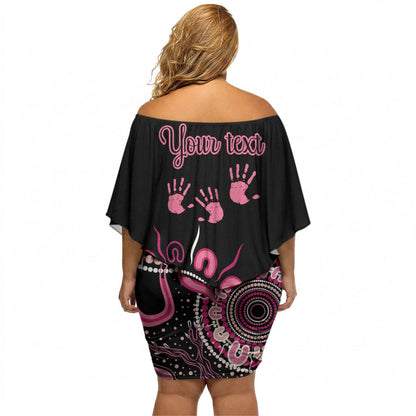 Personalised Aboriginal Pink Ribbons Off Shoulder Short Dress Think Pink Butterfly Art Wall Clock Breast Cancer Support