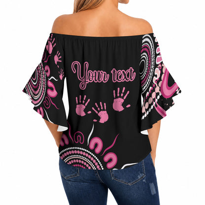 Personalised Aboriginal Pink Ribbons Off Shoulder Wrap Waist Top Think Pink Butterfly Art Wall Clock Breast Cancer Support