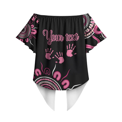 Personalised Aboriginal Pink Ribbons Off Shoulder Wrap Waist Top Think Pink Butterfly Art Wall Clock Breast Cancer Support