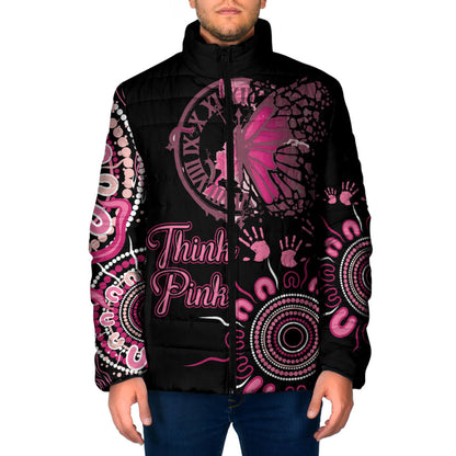 Personalised Aboriginal Pink Ribbons Padded Jacket Think Pink Butterfly Art Wall Clock Breast Cancer Support