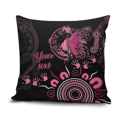 Personalised Aboriginal Pink Ribbons Pillow Cover Think Pink Butterfly Art Wall Clock Breast Cancer Support