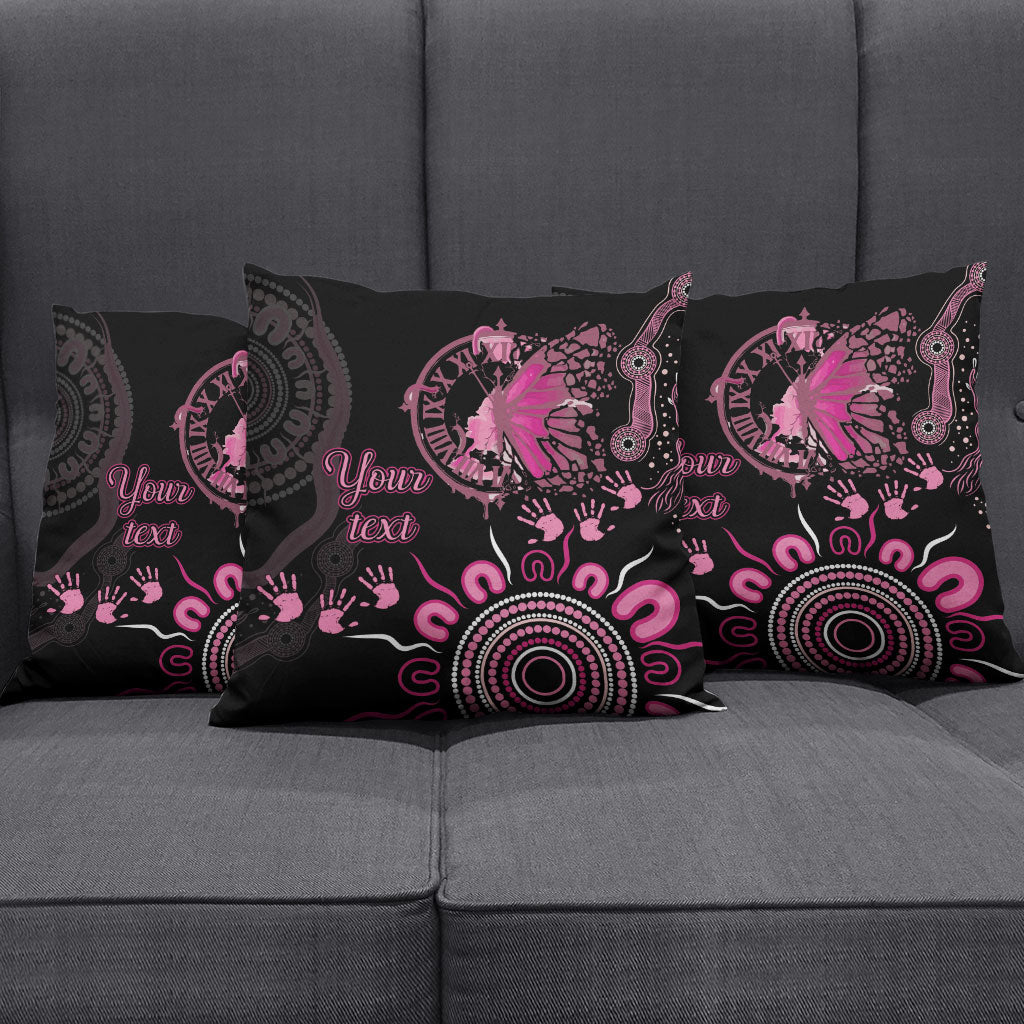 Personalised Aboriginal Pink Ribbons Pillow Cover Think Pink Butterfly Art Wall Clock Breast Cancer Support