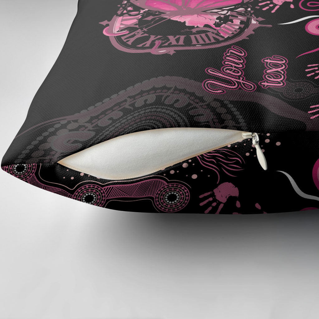 Personalised Aboriginal Pink Ribbons Pillow Cover Think Pink Butterfly Art Wall Clock Breast Cancer Support