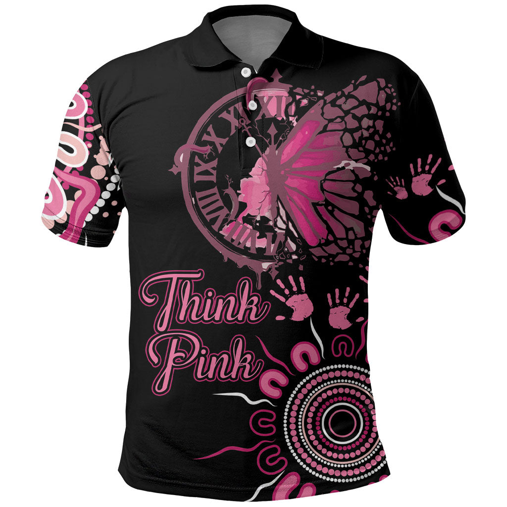 Personalised Aboriginal Pink Ribbons Polo Shirt Think Pink Butterfly Art Wall Clock Breast Cancer Support