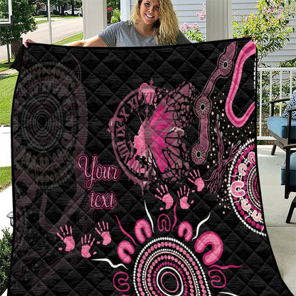 Personalised Aboriginal Pink Ribbons Quilt Think Pink Butterfly Art Wall Clock Breast Cancer Support
