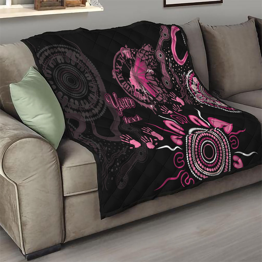 Personalised Aboriginal Pink Ribbons Quilt Think Pink Butterfly Art Wall Clock Breast Cancer Support