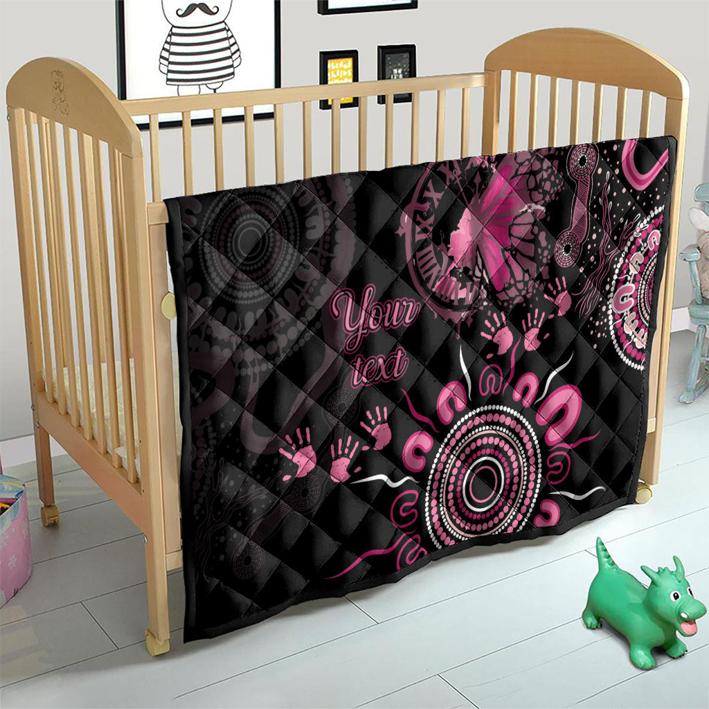 Personalised Aboriginal Pink Ribbons Quilt Think Pink Butterfly Art Wall Clock Breast Cancer Support