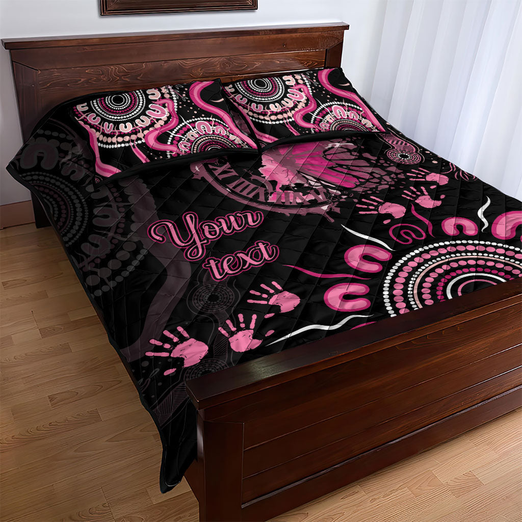 Personalised Aboriginal Pink Ribbons Quilt Bed Set Think Pink Butterfly Art Wall Clock Breast Cancer Support
