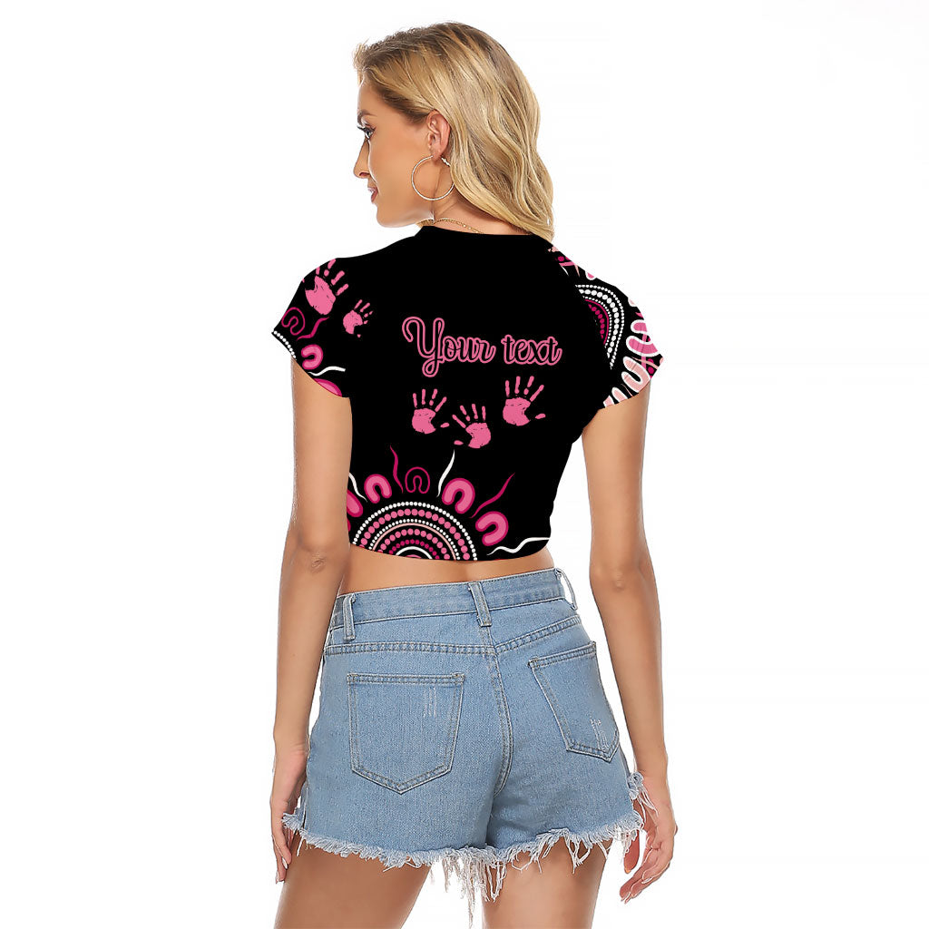 Personalised Aboriginal Pink Ribbons Raglan Cropped T Shirt Think Pink Butterfly Art Wall Clock Breast Cancer Support