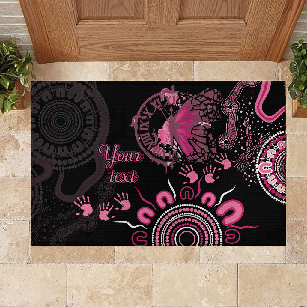 Personalised Aboriginal Pink Ribbons Rubber Doormat Think Pink Butterfly Art Wall Clock Breast Cancer Support