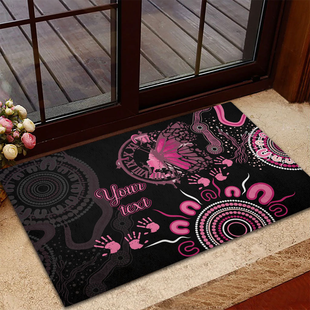 Personalised Aboriginal Pink Ribbons Rubber Doormat Think Pink Butterfly Art Wall Clock Breast Cancer Support