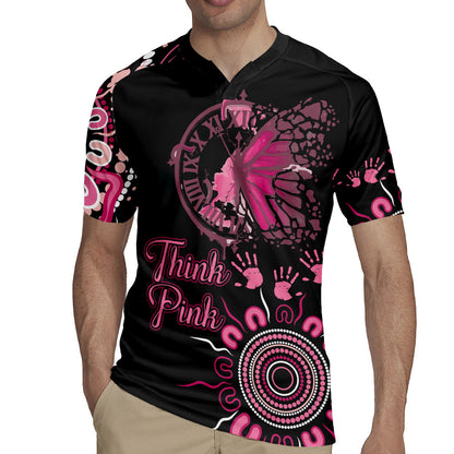 Personalised Aboriginal Pink Ribbons Rugby Jersey Think Pink Butterfly Art Wall Clock Breast Cancer Support