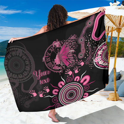 Personalised Aboriginal Pink Ribbons Sarong Think Pink Butterfly Art Wall Clock Breast Cancer Support