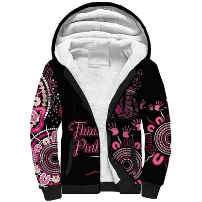 Personalised Aboriginal Pink Ribbons Sherpa Hoodie Think Pink Butterfly Art Wall Clock Breast Cancer Support