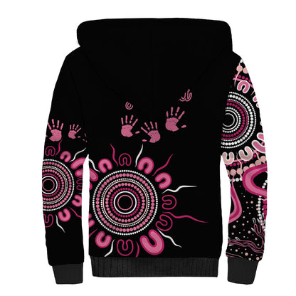 Personalised Aboriginal Pink Ribbons Sherpa Hoodie Think Pink Butterfly Art Wall Clock Breast Cancer Support
