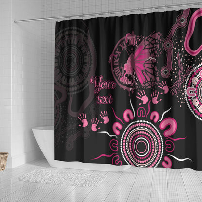 Personalised Aboriginal Pink Ribbons Shower Curtain Think Pink Butterfly Art Wall Clock Breast Cancer Support