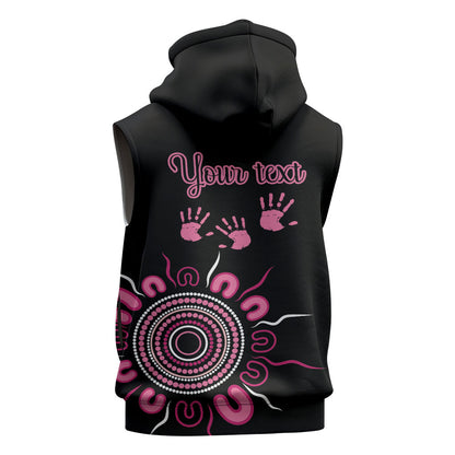 Personalised Aboriginal Pink Ribbons Sleeveless Hoodie Think Pink Butterfly Art Wall Clock Breast Cancer Support
