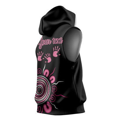 Personalised Aboriginal Pink Ribbons Sleeveless Hoodie Think Pink Butterfly Art Wall Clock Breast Cancer Support