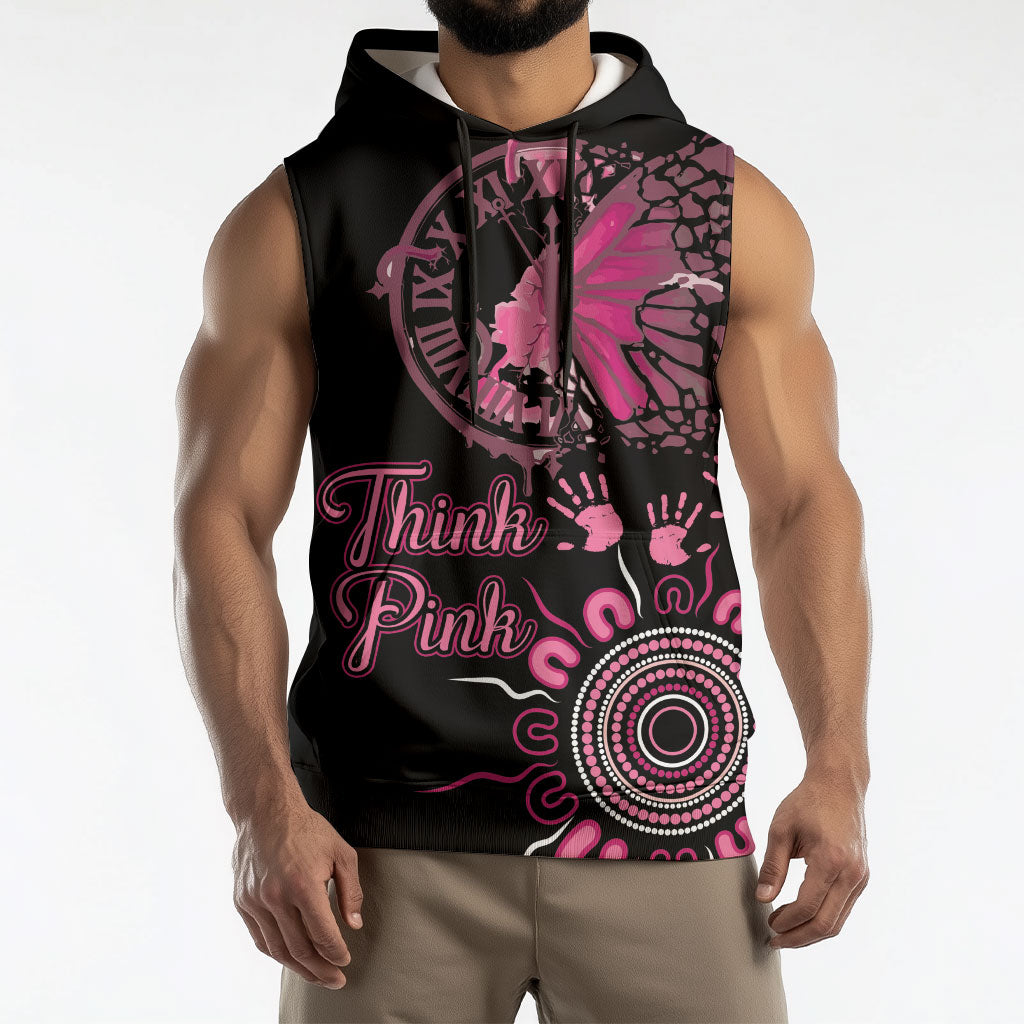 Personalised Aboriginal Pink Ribbons Sleeveless Hoodie Think Pink Butterfly Art Wall Clock Breast Cancer Support