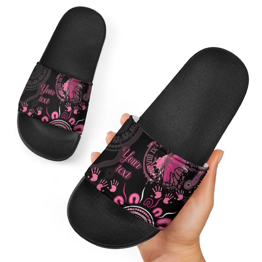Personalised Aboriginal Pink Ribbons Slide Sandals Think Pink Butterfly Art Wall Clock Breast Cancer Support