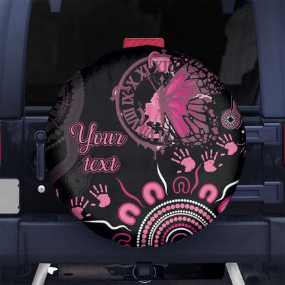 Personalised Aboriginal Pink Ribbons Spare Tire Cover Think Pink Butterfly Art Wall Clock Breast Cancer Support