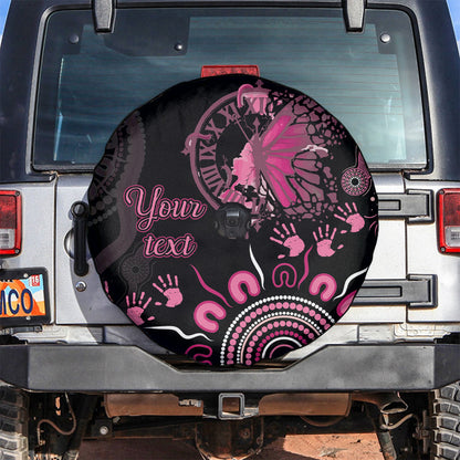 Personalised Aboriginal Pink Ribbons Spare Tire Cover Think Pink Butterfly Art Wall Clock Breast Cancer Support