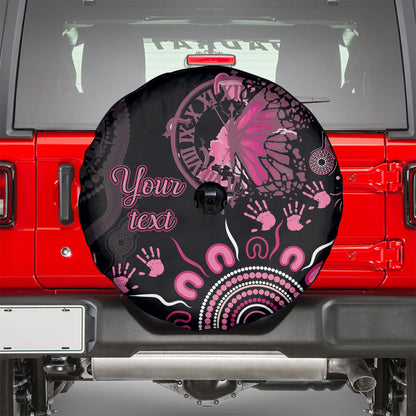 Personalised Aboriginal Pink Ribbons Spare Tire Cover Think Pink Butterfly Art Wall Clock Breast Cancer Support