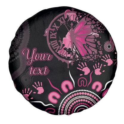 Personalised Aboriginal Pink Ribbons Spare Tire Cover Think Pink Butterfly Art Wall Clock Breast Cancer Support