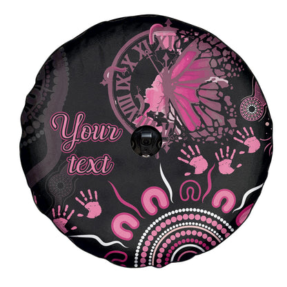 Personalised Aboriginal Pink Ribbons Spare Tire Cover Think Pink Butterfly Art Wall Clock Breast Cancer Support