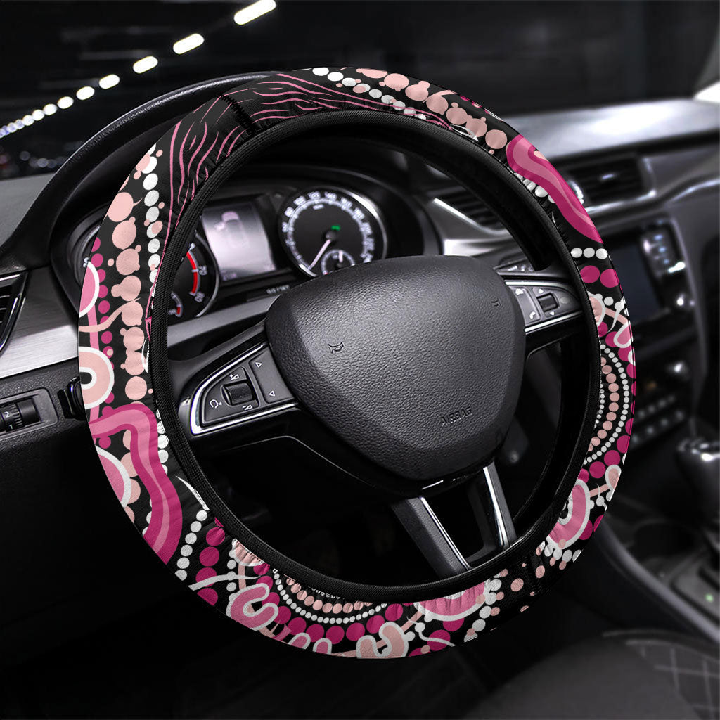 Aboriginal Pink Ribbons Steering Wheel Cover Think Pink Butterfly Art Wall Clock Breast Cancer Support